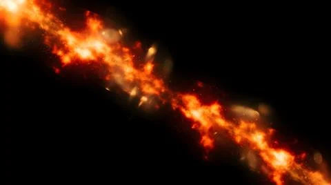 Fiery Orange Energy Wave and Glowing Light Streak on Black Background Stock Illustration