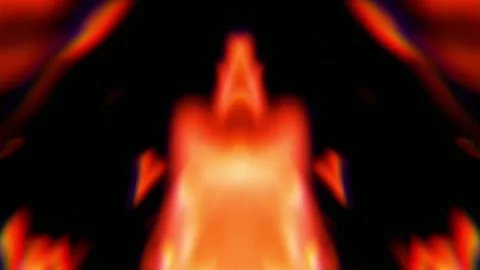 Fiery Orange Flames Symmetrical Abstract Burning Motion Background Stock-Footage 347450256