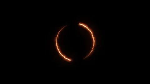 Fiery Orange Glow Circle Loop Rotating Burning Ring on Black Background Stock Footage 318557531