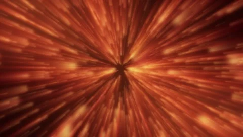 Fiery orange light burst with fast motion blur creates an abstract warp tunne Stock Footage 326779950