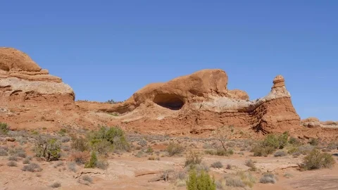 Fiery Orange Massive Rock Formation In Arches Park National Park In Motion Stock Footage 121786469