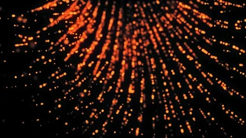 Fiery orange particles stream downwards against black background Stock Footage 327507392