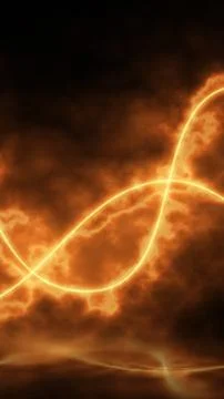 Fiery orange plasma cloud with a glowing infinity-shaped light trail, creat.. イラスト素材