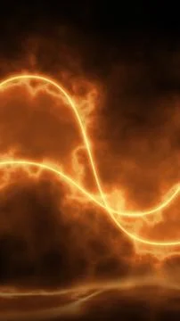 Fiery orange plasma cloud with a glowing infinity-shaped light trail, creat.. Stock Illustration