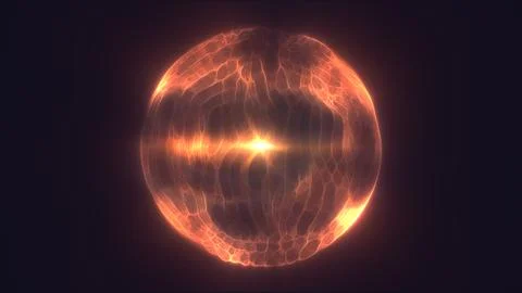Fiery orange plasma sphere radiating warmth and light, resembling a glowing s Stock Illustration