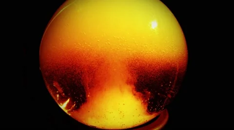 Fiery Orange Red Mushroom of Bubbles in Black Water Stock Footage 61311166