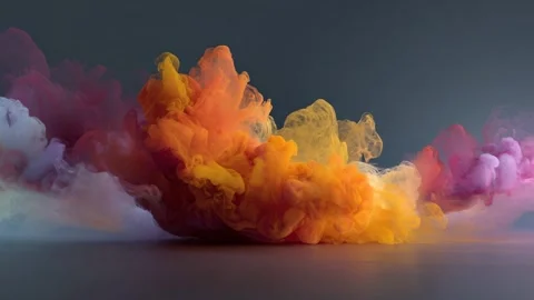 Fiery orange smoke cloud exploding in slow motion Video stock 316822892