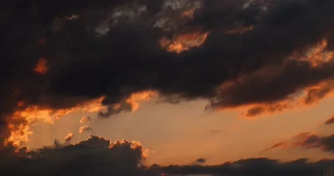 Fiery orange sunset sky. Beautiful sky. Stock Footage 198754376