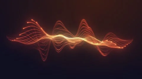 Fiery orange wave. Glowing liquid waveform lines on dark black background. .. Stock Footage 339956977