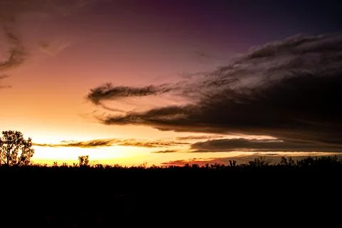 Fiery Outback Sky at Sunset Stock Photos