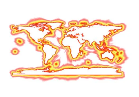 Fiery Outlined World Map Stock Illustration