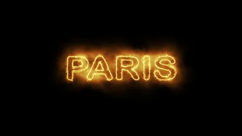 Fiery Paris Typography Glowing Against Dark Background Video stock 342663648