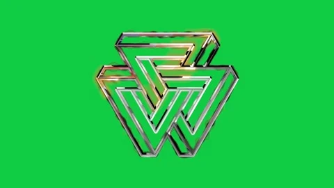 Fiery Penrose Triangle Reveal - Impossible Shape on Green Screen Stock-Footage 317243765