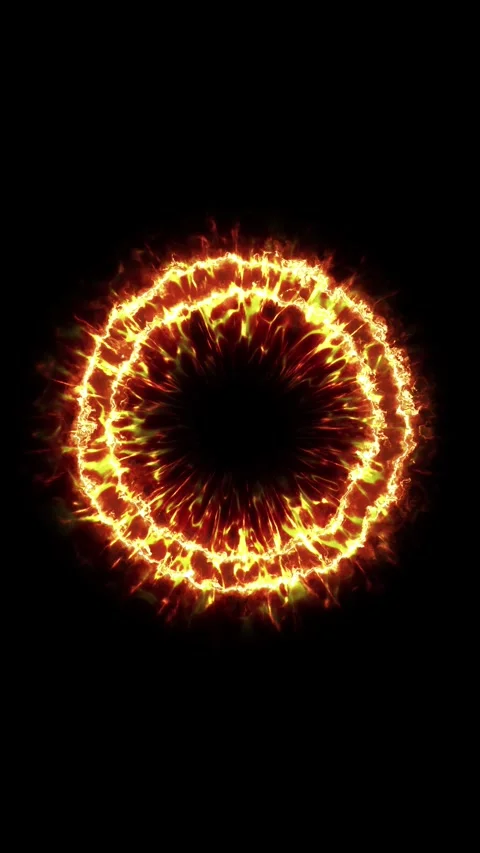 Fiery Plasma Energy Ring Explosion on Black Stock Footage 342629553