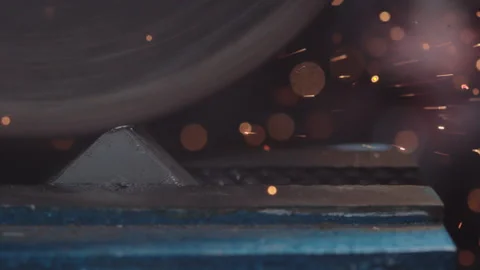 Fiery Precision: 4K Slow-Mo Angle Grinder Action Stock Footage 265455057
