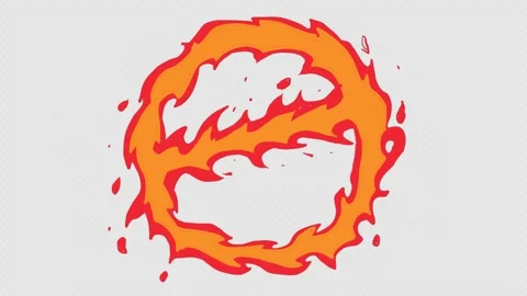 Fiery prohibition sign on a black background. Cartoon ban symbol with burning Stock Footage 334658438
