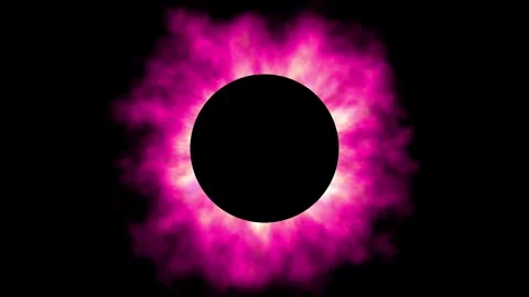 Fiery Purple Eclipse With Pitch Black Round Shape Planet Loop Stock Footage 243886141