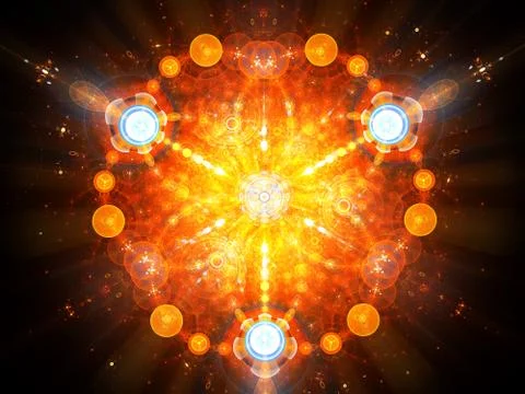 Fiery quantum computer processor Stockillustratie