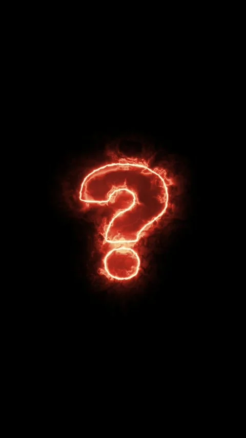 Fiery Question Mark Animation Glowing Orange Energy Symbol Pulsing on Black.. Stock Footage 333783980
