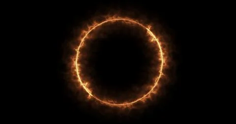 Fiery ray generated in a circle frame sparks and flares background. Fire mo.. Stock Illustration