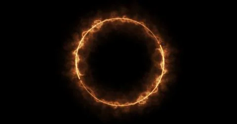 Fiery ray generated in a circle frame sparks and flares background. Fire mo.. Stock Illustration