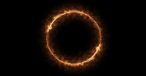 Fiery ray generated in a circle frame sparks and flares background. Fire mo.. Stock Illustration