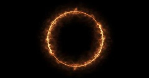 Fiery ray generated in a circle frame sparks and flares background. Fire mo.. Stock Illustration