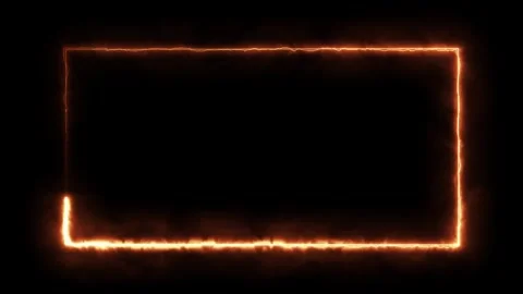 Fiery Rectangular Frame With Electric Energy Effect Stock Footage 317452650
