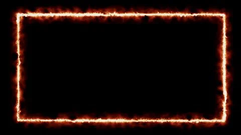 Fiery rectangular frame glowing on black background Illustrazione stock