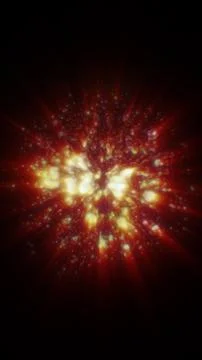 Fiery red and yellow abstract explosion with glowing particles, radiant bur.. Stock Illustration