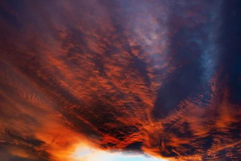Fiery red dramatic horizon sunset Stock Photos