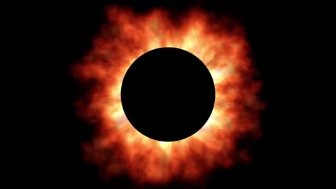Fiery Red Eclipse With Pitch Black Round Shape Planet Loop Stock Footage 243886131