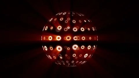 Fiery red energy sphere covered in glowing circular patterns emitting inten.. 스톡 일러스트
