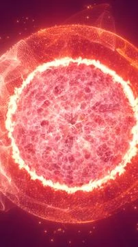 Fiery red energy sphere with glowing plasma surface, abstract representatio.. 스톡 일러스트