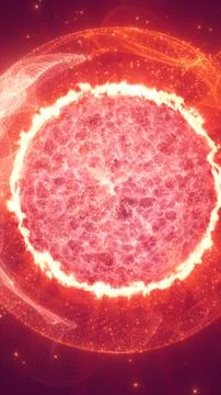 Fiery red energy sphere with glowing plasma surface, abstract representatio.. Stockillustratie