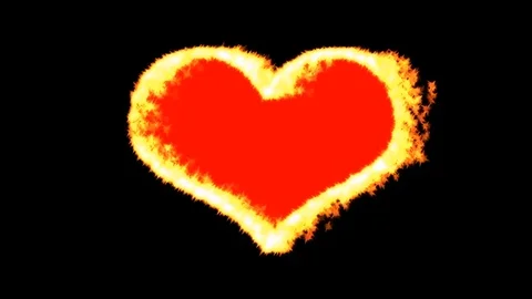 Fiery red heart on black background. Stock Footage 83172924