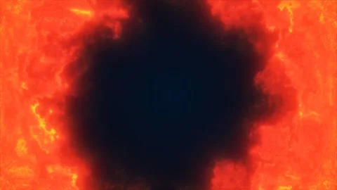 Fiery red lava-like clouds forming a molten glowing portal around a deep da.. Stock Footage 327666010