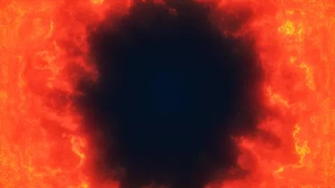Fiery red lava-like clouds forming a molten glowing portal around a deep da.. Stock Illustration