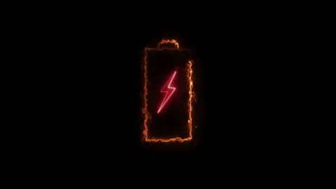 Fiery Red Lightning Bolt Battery Icon Glowing Energy Symbol Abstract Digita.. Stock Footage 338371819