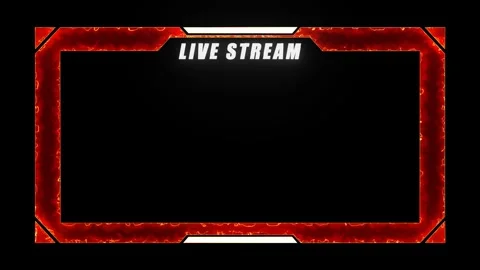 Fiery red Live Stream overlay frame for gamers and online broadcasters Stock Footage 333184279