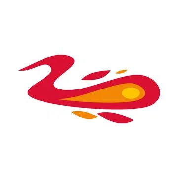 Fiery red orange abstract symbol moving forward Stock Illustration