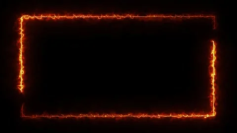 Fiery red-orange neon frame - dynamic glowing rectangle Stock Footage 310501296