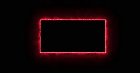 Fiery red rectangle on a black background. Abstract rectangle, sun flame frame Stock Footage 171035845