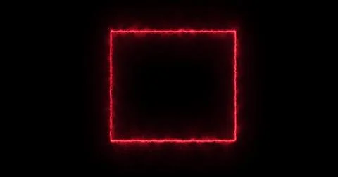 Fiery red rectangle on a black background. Abstract rectangle, sun flame frame Stock Illustration