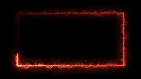 Fiery Red Rectangle Energy Frame on Black fire flame Video stock 317452630