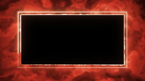 Fiery red smoke neon frame on black background for livestream broadcasts Stock Footage 340032437