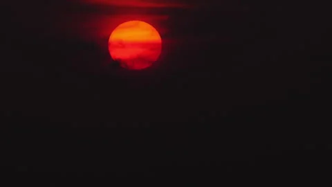 Fiery red sunset background Video stock 276603893