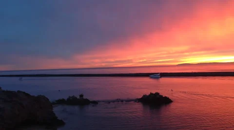 Fiery Red sunset at Corona Del Mar, CA. Stock Footage 54565008