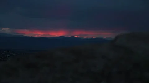 Fiery Red Sunset Stock Footage 64216954