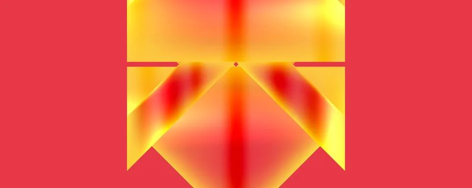 A fiery red triangle with amber and orange tints on a red background Stock Illustration